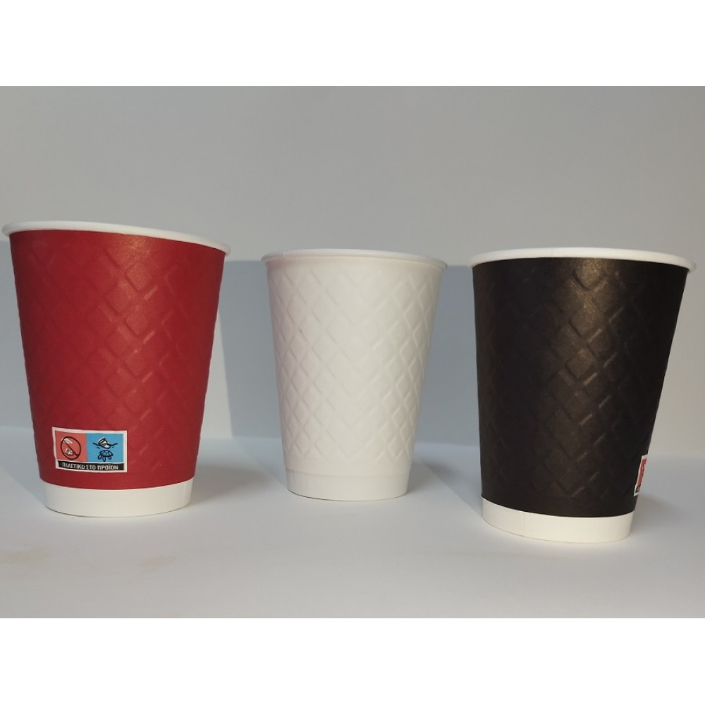 XΑΡΤΙΝΟ ΠΟΤΗΡΙ ΑΝΑΓΛΥΦΟ 12/14ΟΖ ''DIAMOND'' ΛΕΥΚΟ - ΔΙΠΛΟΤΟΙΧΟ EMBOSSED