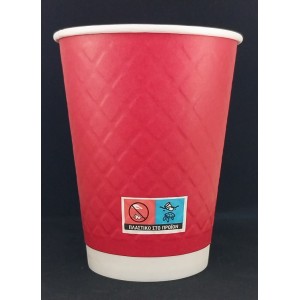 XΑΡΤΙΝΟ ΠΟΤΗΡΙ ΑΝΑΓΛΥΦΟ 12/14ΟΖ ''DIAMOND'' ΜΠΟΡΝΤΩ - ΔΙΠΛΟΤΟΙΧΟ EMBOSSED