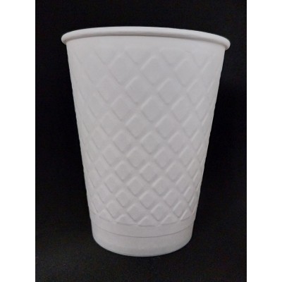 XΑΡΤΙΝΟ ΠΟΤΗΡΙ ΑΝΑΓΛΥΦΟ 12/14ΟΖ ''DIAMOND'' ΛΕΥΚΟ - ΔΙΠΛΟΤΟΙΧΟ EMBOSSED