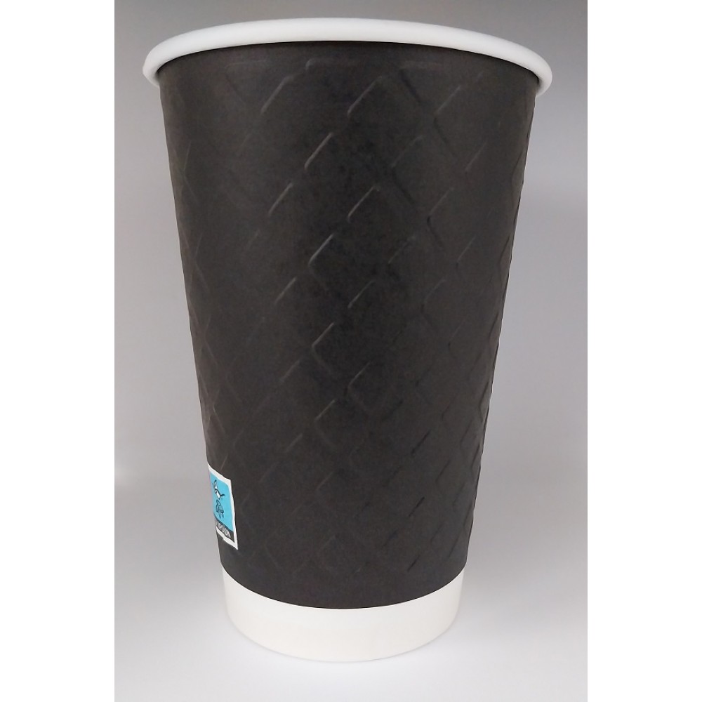 XΑΡΤΙΝΟ ΠΟΤΗΡΙ ΑΝΑΓΛΥΦΟ 16ΟΖ ''DIAMOND'' ΜΑΥΡΟ - ΔΙΠΛΟΤΟΙΧΟ EMBOSSED