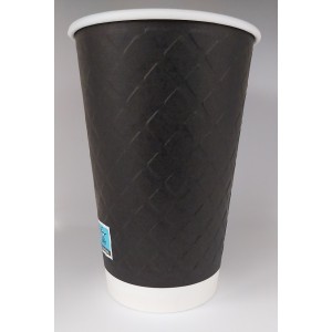 XΑΡΤΙΝΟ ΠΟΤΗΡΙ ΑΝΑΓΛΥΦΟ 16ΟΖ ''DIAMOND'' ΜΑΥΡΟ - ΔΙΠΛΟΤΟΙΧΟ EMBOSSED