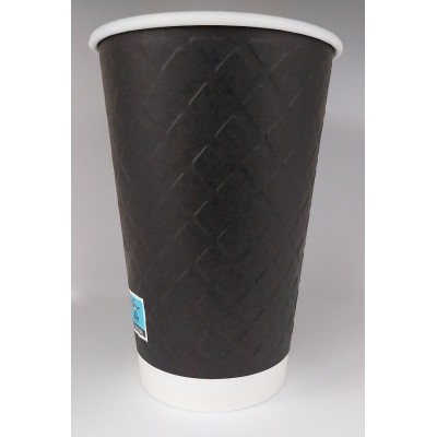 XΑΡΤΙΝΟ ΠΟΤΗΡΙ ΑΝΑΓΛΥΦΟ 16ΟΖ ''DIAMOND'' ΜΑΥΡΟ - ΔΙΠΛΟΤΟΙΧΟ EMBOSSED