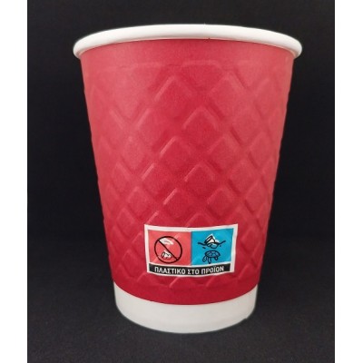 XΑΡΤΙΝΟ ΠΟΤΗΡΙ ΑΝΑΓΛΥΦΟ 8ΟΖ ''DIAMOND'' ΜΠΟΡΝΤΩ - ΔΙΠΛΟΤΟΙΧΟ EMBOSSED