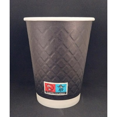 XΑΡΤΙΝΟ ΠΟΤΗΡΙ ΑΝΑΓΛΥΦΟ 8ΟΖ ''DIAMOND'' ΜΑΥΡΟ - ΔΙΠΛΟΤΟΙΧΟ EMBOSSED 