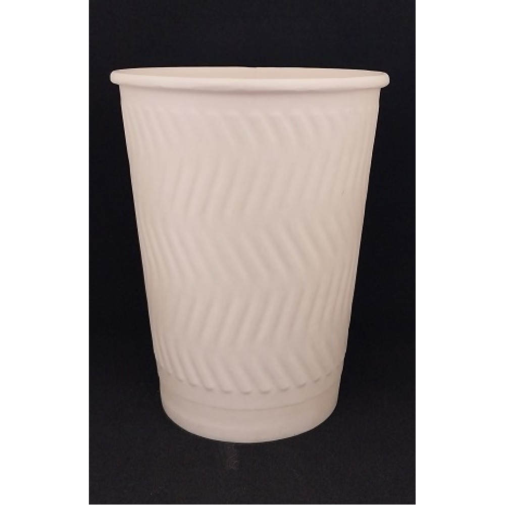 XΑΡΤΙΝΟ ΠΟΤΗΡΙ ΑΝΑΓΛΥΦΟ 12/14ΟΖ ''RIPPLED'' ΛΕΥΚΟ - ΔΙΠΛΟΤΟΙΧΟ EMBOSSED