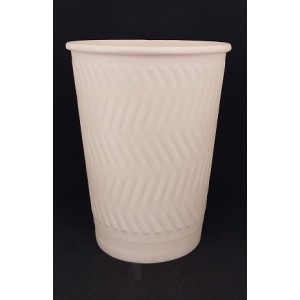 XΑΡΤΙΝΟ ΠΟΤΗΡΙ ΑΝΑΓΛΥΦΟ 12/14ΟΖ ''RIPPLED'' ΛΕΥΚΟ - ΔΙΠΛΟΤΟΙΧΟ EMBOSSED