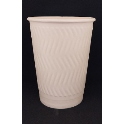 XΑΡΤΙΝΟ ΠΟΤΗΡΙ ΑΝΑΓΛΥΦΟ 12/14ΟΖ ''RIPPLED'' ΛΕΥΚΟ - ΔΙΠΛΟΤΟΙΧΟ EMBOSSED