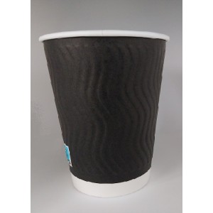 XΑΡΤΙΝΟ ΠΟΤΗΡΙ ΑΝΑΓΛΥΦΟ 12/14ΟΖ ''RIPPLED'' ΜΑΥΡΟ - ΔΙΠΛΟΤΟΙΧΟ EMBOSSED