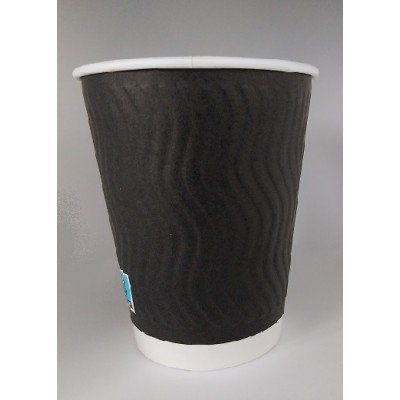 XΑΡΤΙΝΟ ΠΟΤΗΡΙ ΑΝΑΓΛΥΦΟ 12/14ΟΖ ''RIPPLED'' ΜΑΥΡΟ - ΔΙΠΛΟΤΟΙΧΟ EMBOSSED