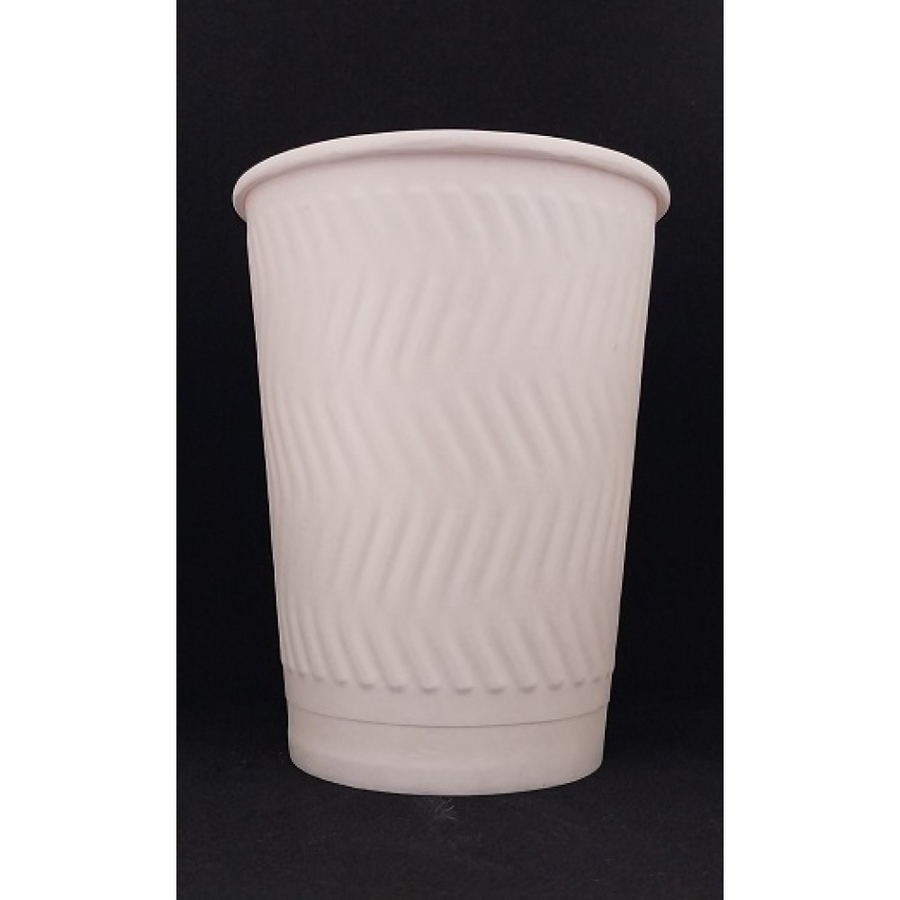 XΑΡΤΙΝΟ ΠΟΤΗΡΙ ΑΝΑΓΛΥΦΟ 16ΟΖ ''RIPPLED'' ΛΕΥΚΟ - ΔΙΠΛΟΤΟΙΧΟ EMBOSSED