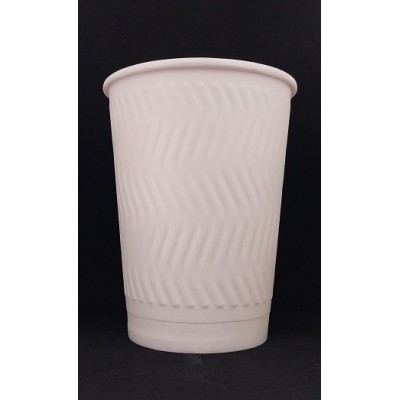 XΑΡΤΙΝΟ ΠΟΤΗΡΙ ΑΝΑΓΛΥΦΟ 16ΟΖ ''RIPPLED'' ΛΕΥΚΟ - ΔΙΠΛΟΤΟΙΧΟ EMBOSSED