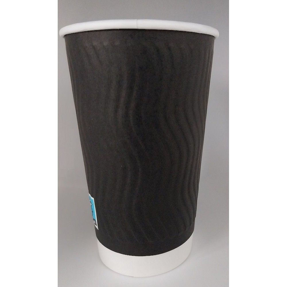 XΑΡΤΙΝΟ ΠΟΤΗΡΙ ΑΝΑΓΛΥΦΟ 16ΟΖ ''RIPPLED'' ΜΑΥΡΟ - ΔΙΠΛΟΤΟΙΧΟ EMBOSSED