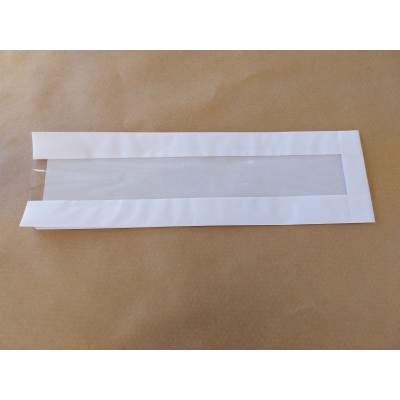 ΧΑΡΤΙΝΗ ΣΑΚΟΥΛΑ ''ΛΕΥΚΗ'' ΜΕ ΠΑΡΑΘΥΡΟ 12,5x42cm ΜΕ ΡΕ ΑΔΙΑΒΡΟΧΗ